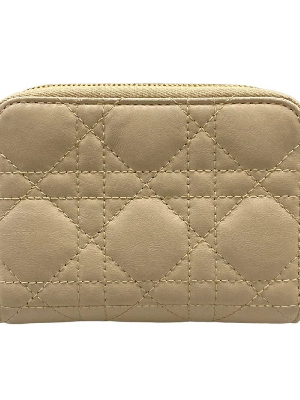 DIOR/ChristianDior Dior Caro Beige Leather Bifold Wallet - Picture 2 of 8
